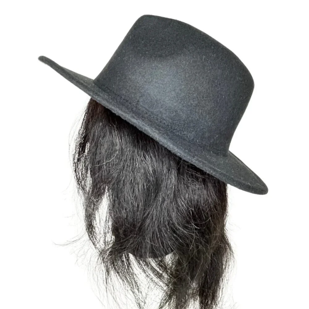 Unbranded Red Bottom Fedora Black Wool Felt Wide Brim Hat